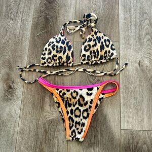 bikini leopard print color block